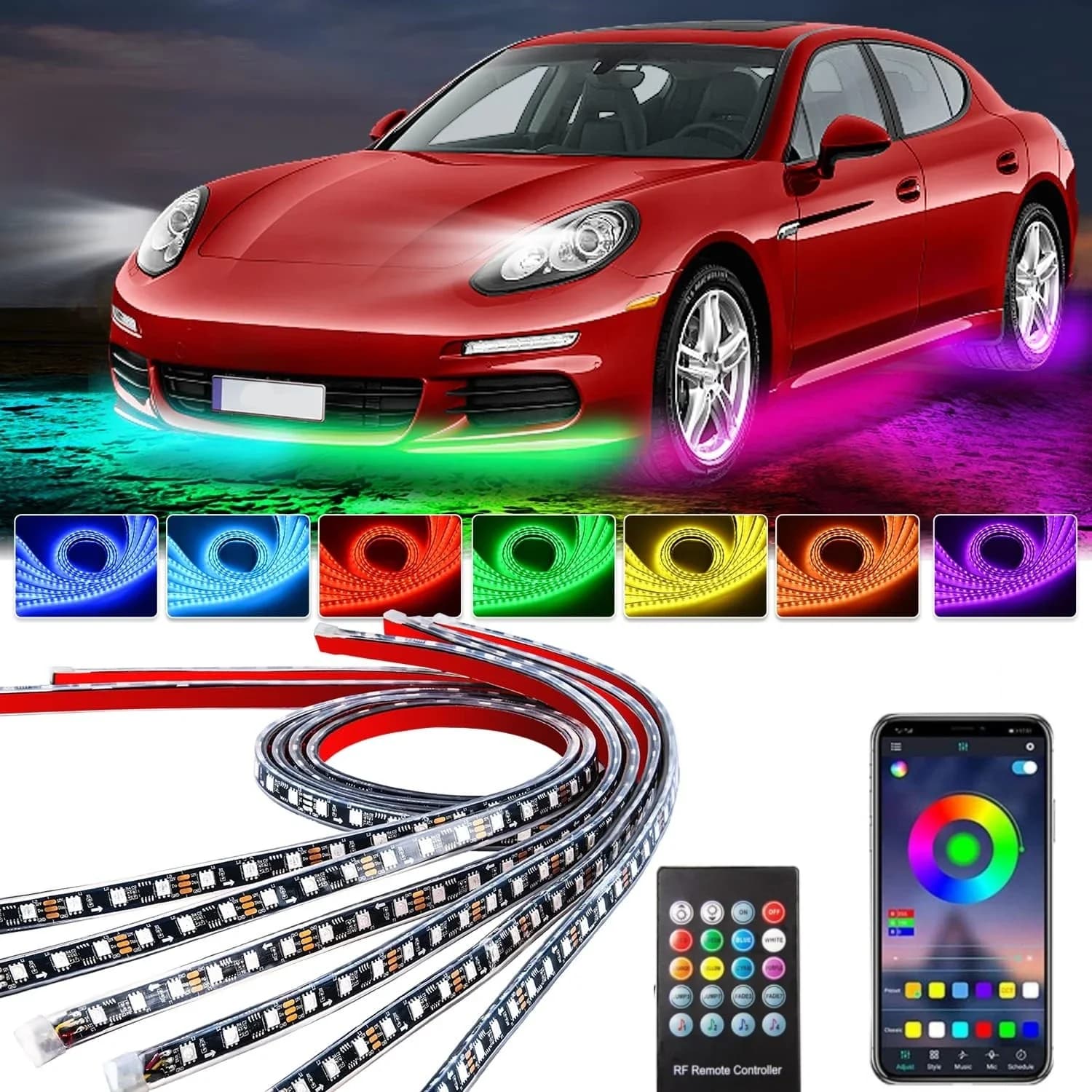 Auto Underglow Neon Light flessibile LED Strip Underbody Remote/APP Control RGB Dream Color Auto decorativo lampada per atmosfera ambientale