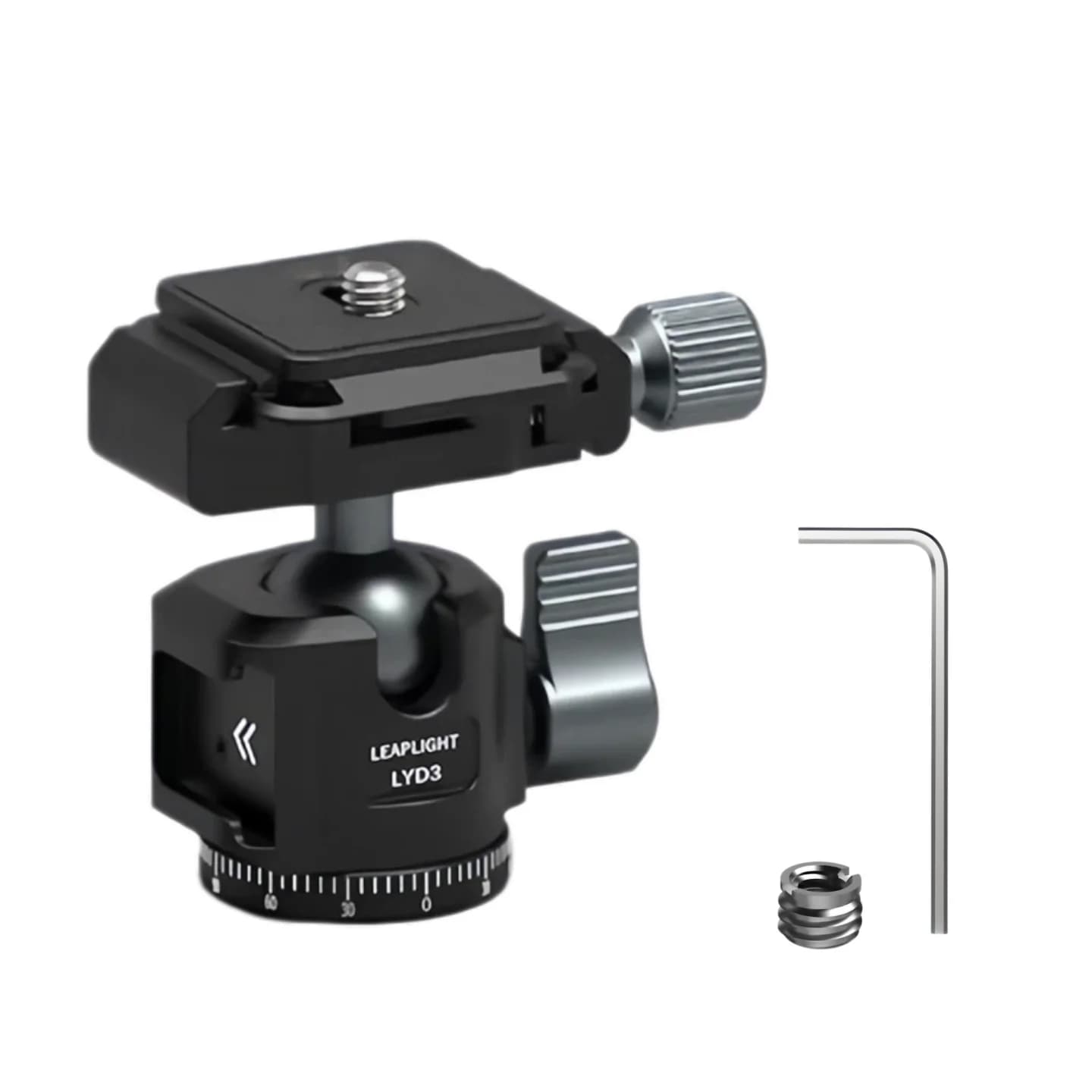 Testa a Sfera per Treppiede in Alluminio a Sgancio Rapido con Attacco Arca Swiss + Cold Shoe per Fotocamera DSLR, Monitor, Microfono, Luce e Fotografia