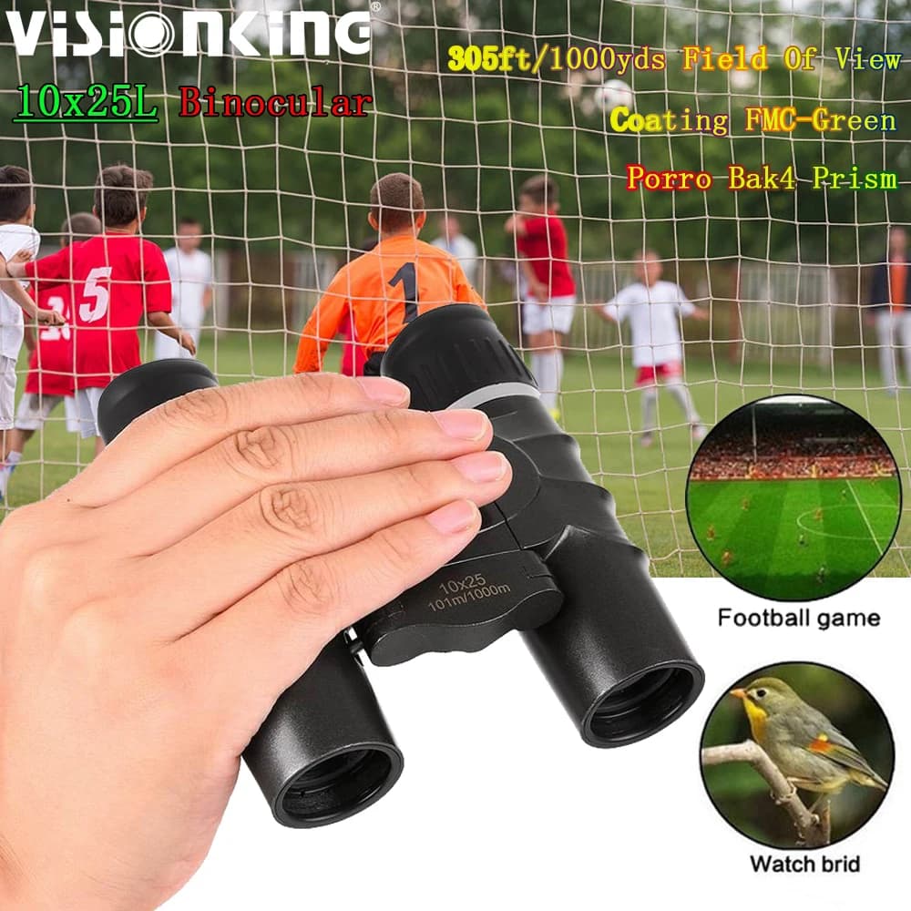 Visionking Pocket 10x25 Binocolo Pieghevole Portatile Bak4 Spyglass Outdoor Birdwatching Campeggio Turismo Leggero Tetto Telescopio