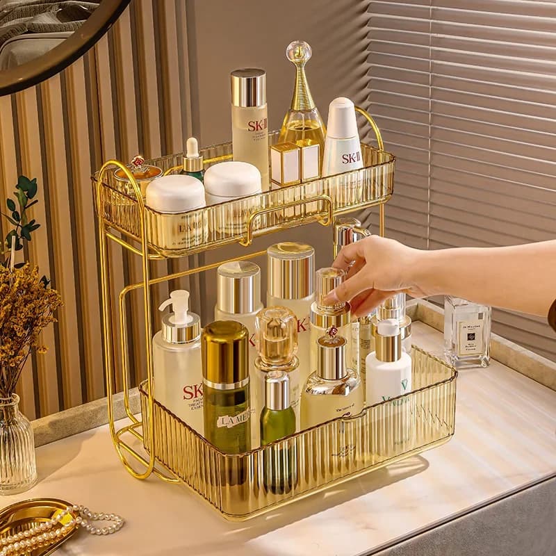 Stainless Steel Cosmetic Storage Box Lipstick Box Bathroom Storage Box Cosmetic Case with Detachable Drop Prevention