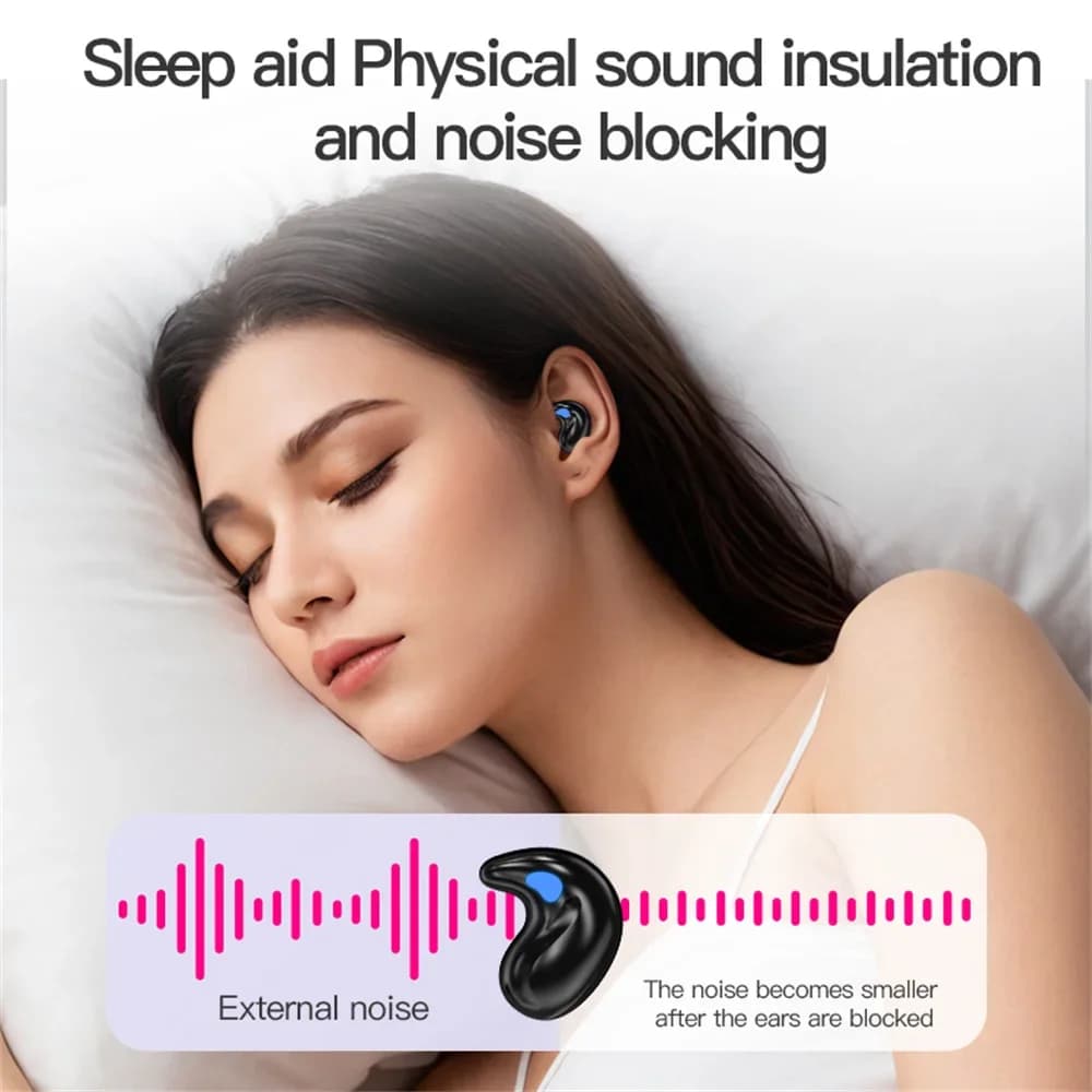 Auricolare impermeabile Bluetooth 5.4 Mini cuffie Bluetooth per dormire con cinturino per orologio come telecomando per prendere foto con girare la pagina