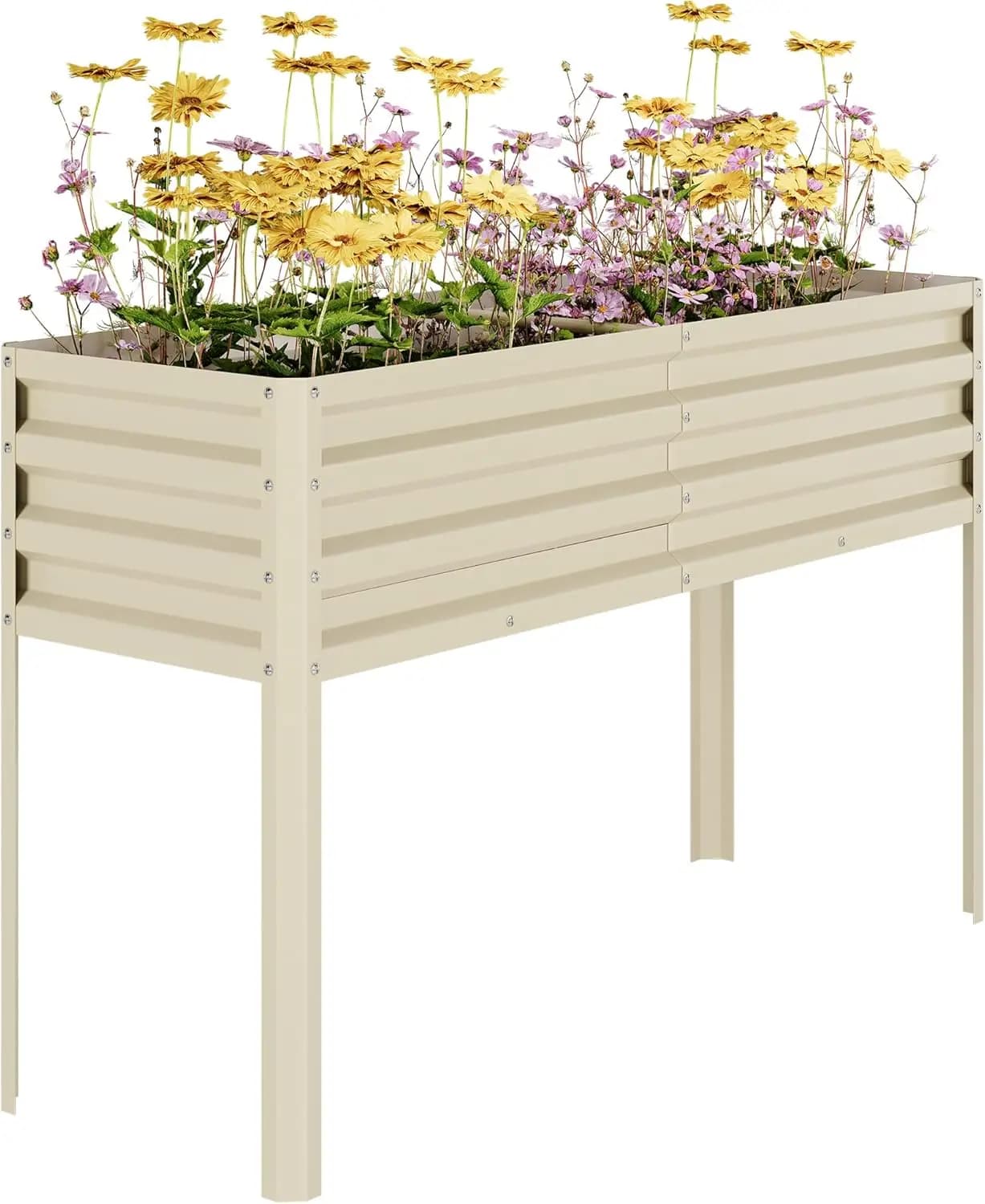 Galvanized Raised Garden Bed with Legs&Water Storage - 50×32×17 in Metal Planter Box, Outdoor Raised Garden Beds Garde