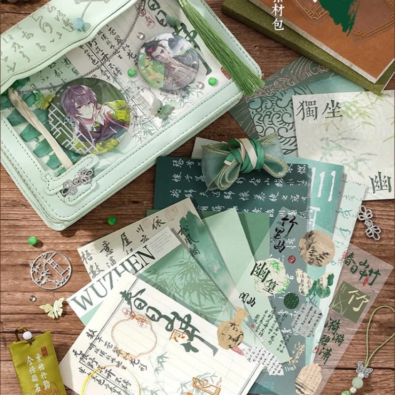Chinese Style Ita Bag Kit Anime Badge Scrapbook DIY Supplies with Traditional Pattern Backing