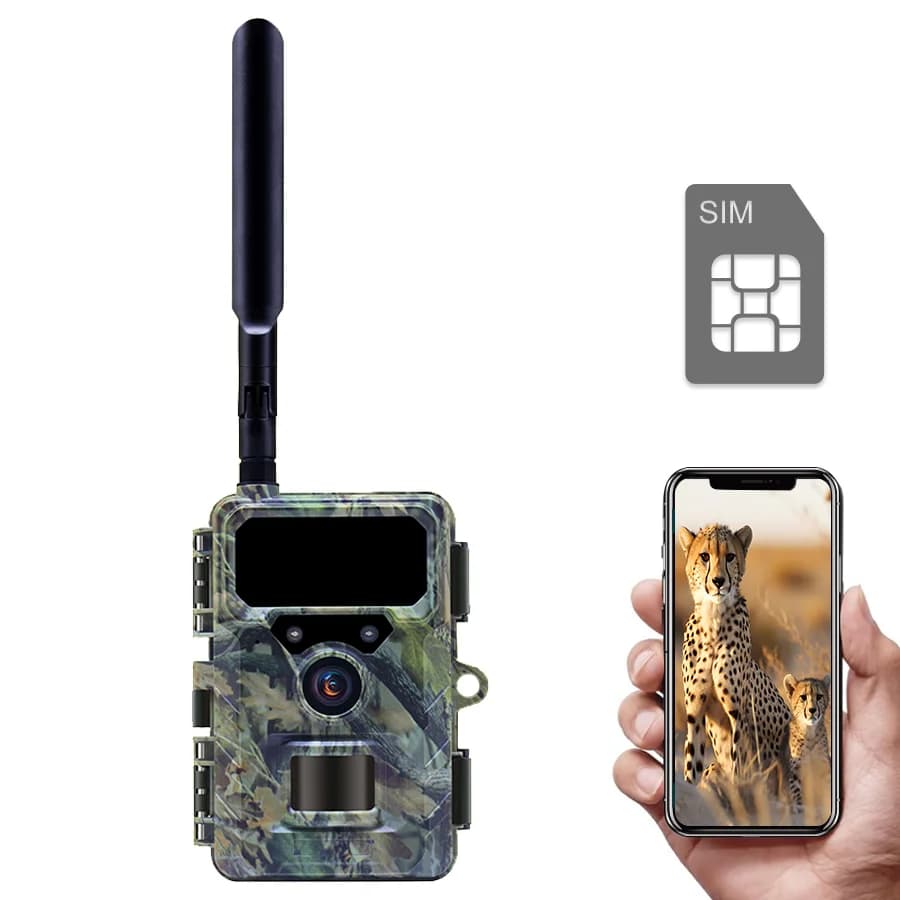 4G LTE Cellular Trail Camera EU/US Plug 2.7K APP Remote Control Night Vision Motion Activated Photo Trap for Hunting Monitoring