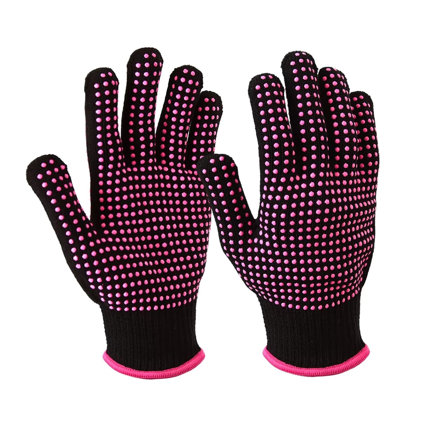 2 heat-resistant gloves with heat-resistant silicone glove for hairdresser, iron hair curler, hair connector