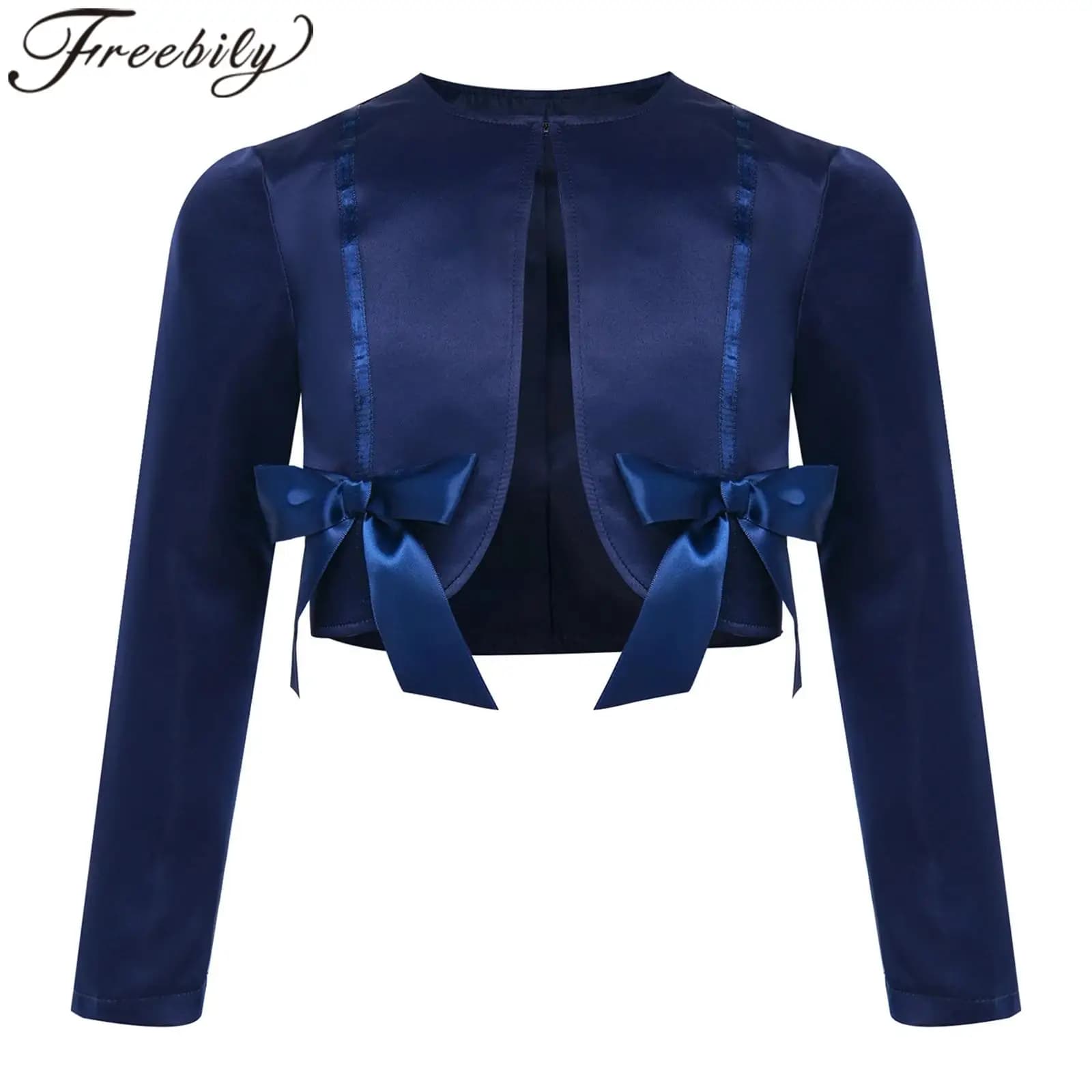 Bolero in Raso per Ragazze, Giacca Corta Aperta sul Davanti, Accessorio Costume, Cappotto da Principessa per Cosplay, Cardigan Elegante da Festa, Top a Sbuffo