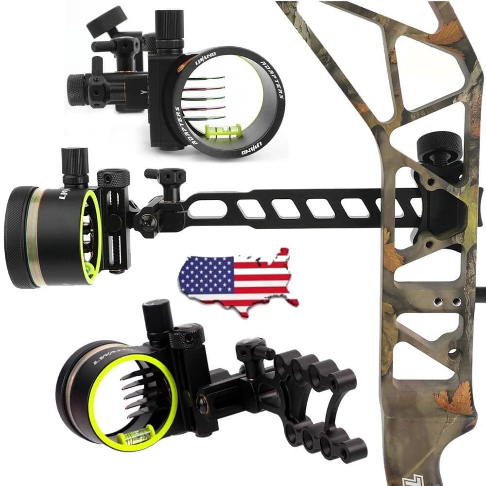Compound Bow 5-Pin Sight Alloy 0.019" Fiber Optic Adjustable Right Hand Outdoor Target Training Archery Equipment