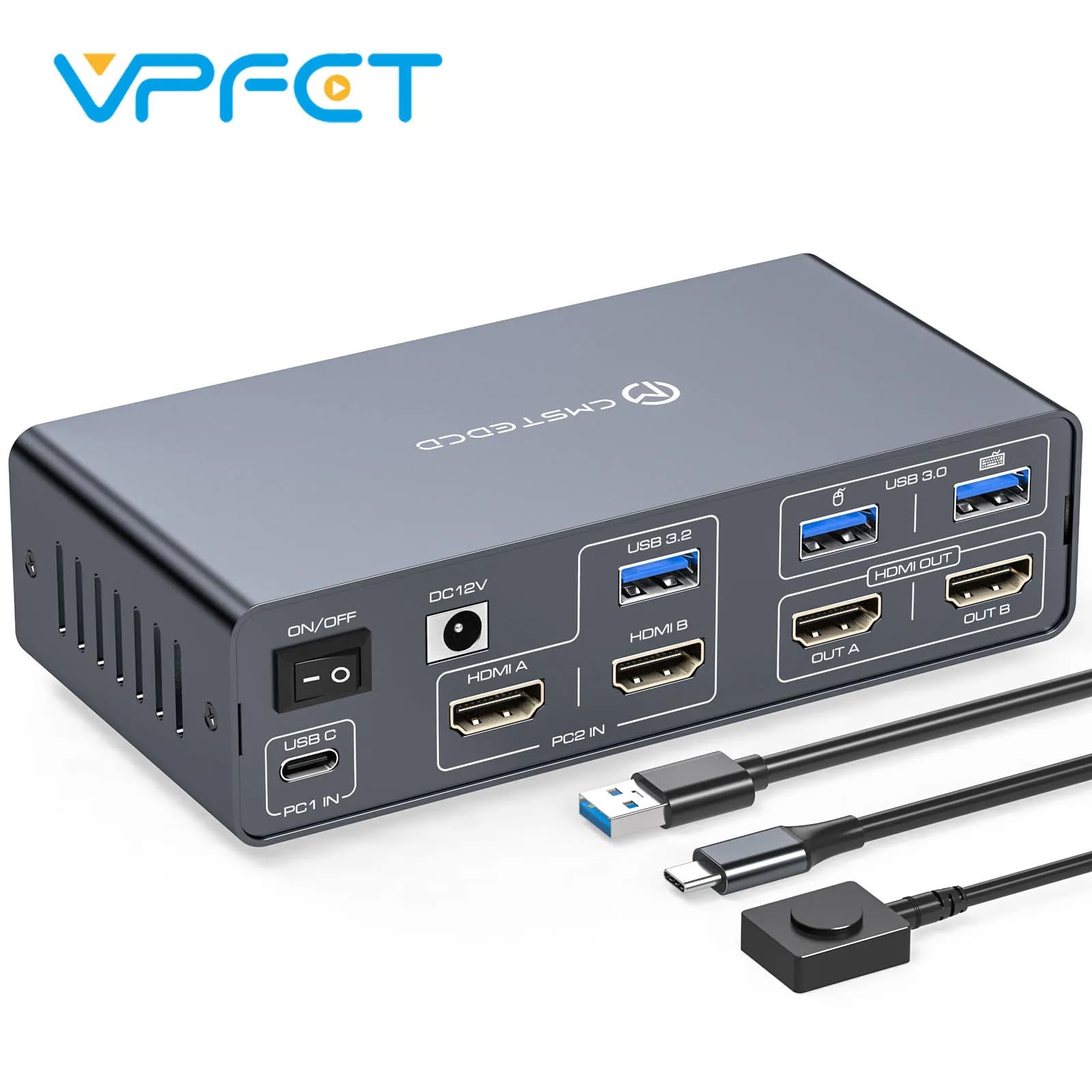 Docking station per switch KVM HDMI 4K @ 60Hz Switch USB C 2 monitor 2 PC Switch KVM doppio monitor HDMI per laptop Condividi tasti Mouse