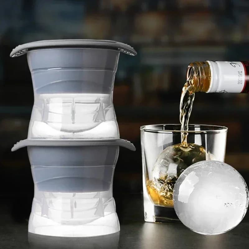 1/2 pezzi stampo per palline di ghiaccio di grandi dimensioni creatore di cubetti rotondi stampo per ghiaccio in silicone vassoio per ghiaccio per whisky