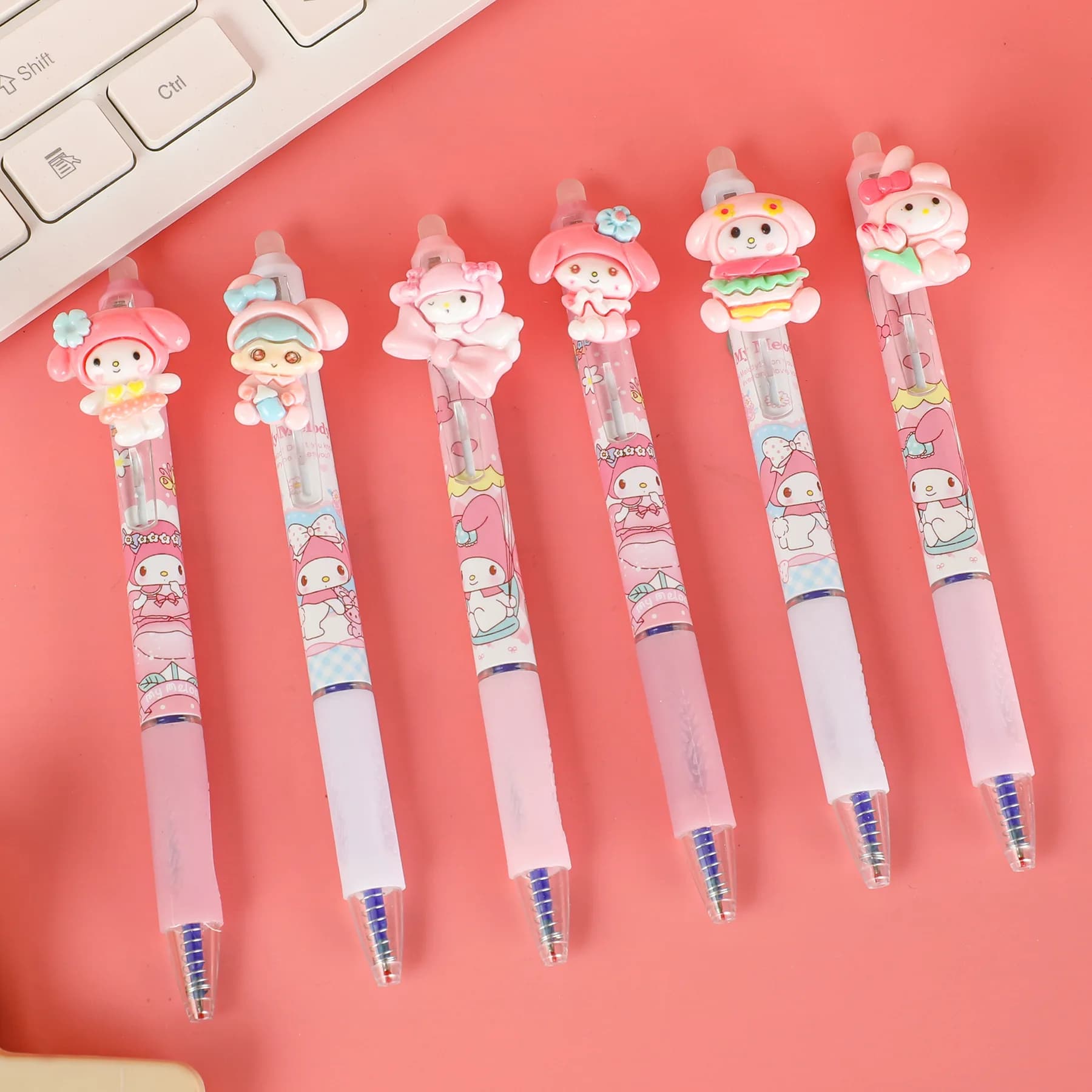 Sanrio Pink My Melody, graziose penne gel a forma di cartone animato, articoli scolastici kawaii, regali per il ritorno a scuola, articoli carini, articoli artistici