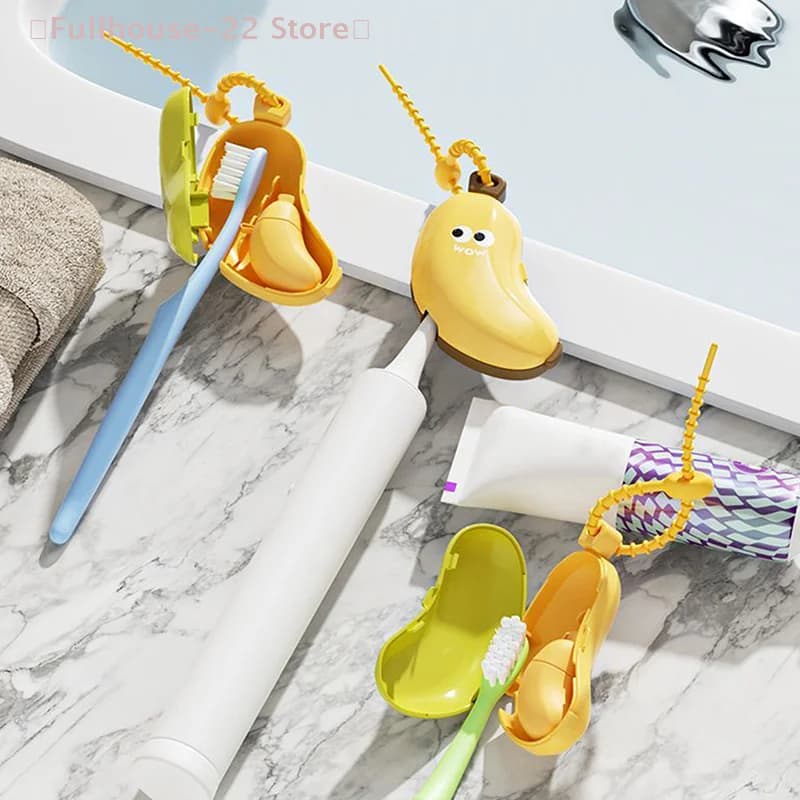 【MAX-22】Custodia Protettiva da Viaggio 2-in-1 per Spazzolino a Forma di Banana e Porta Capsula Dentifricio Portatile