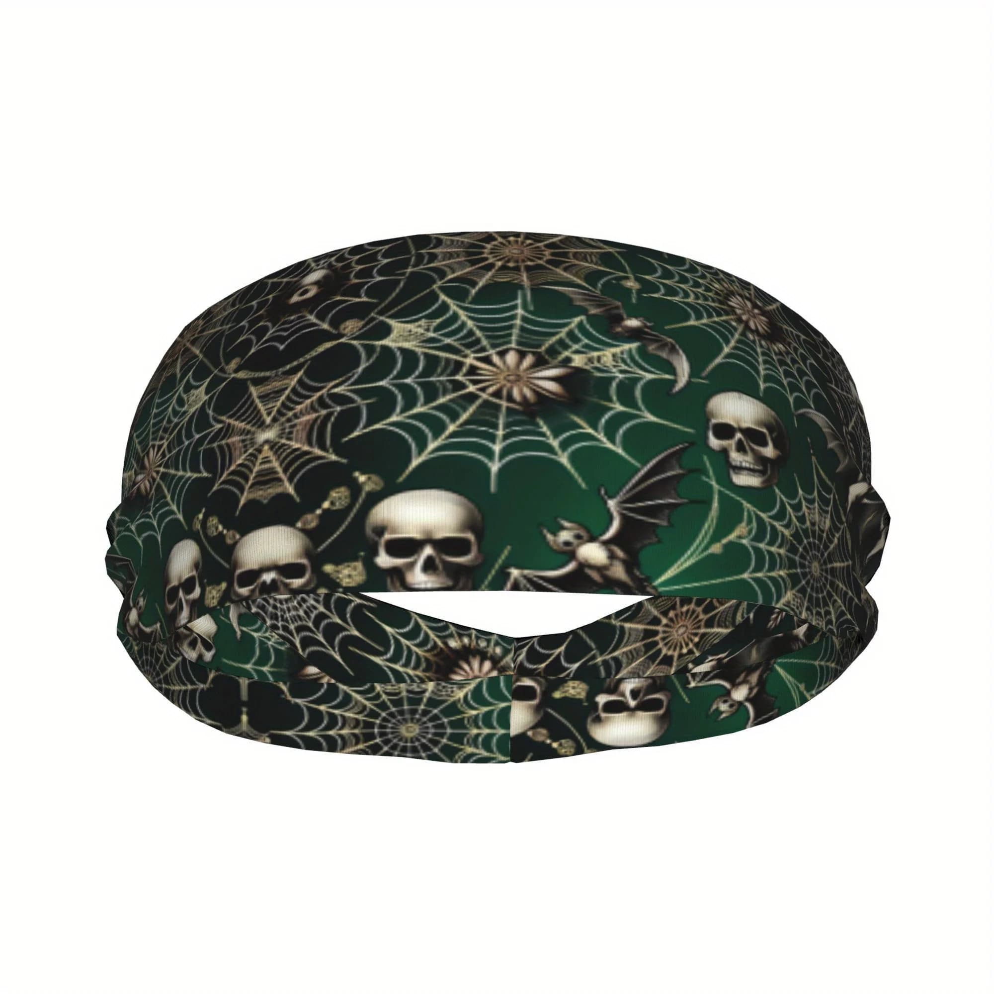 Fascia per capelli con stampa a forma di teschio e ragnatela, fascia per capelli sportiva che assorbe il sudore, per yoga, corsa, uso quotidiano, elastica, antiscivolo, stile gotico, unisex