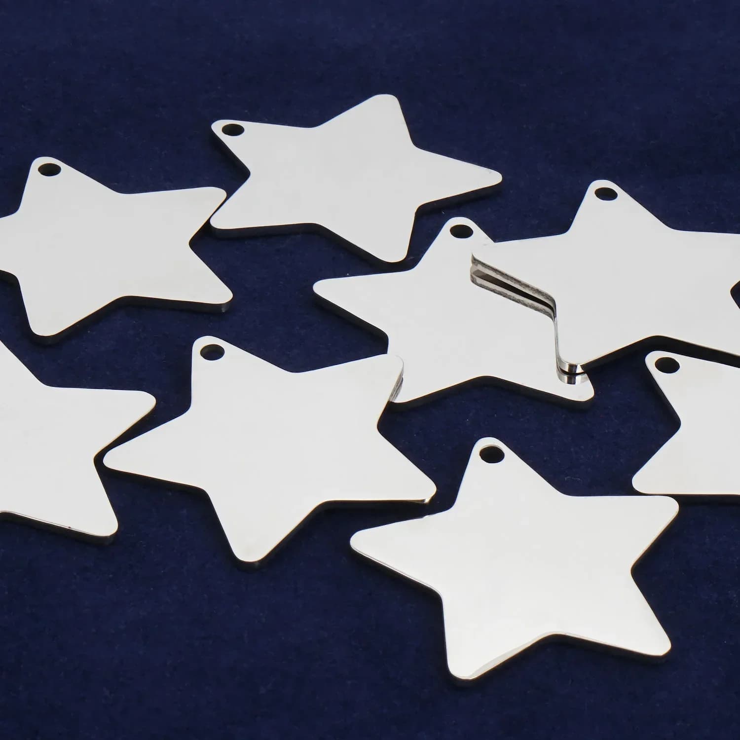 10 1 1/8"*1 1/8" (28*28mm) targhetta per cani in acciaio inossidabile, targhetta a stella, stampaggio super lucido vuoto, targhetta per incisione laser, targhetta appesa-10396750