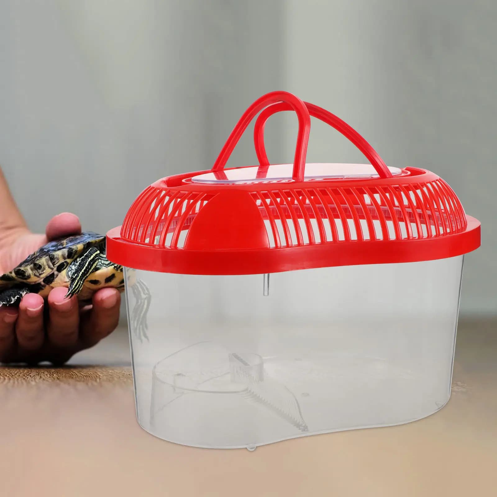 Terrario in Plastica per Rettili, Gabbia Portatile, Acquario per Tartarughe, Habitat per Piccoli Animali, per Viaggi e Uso Temporaneo all'Aperto