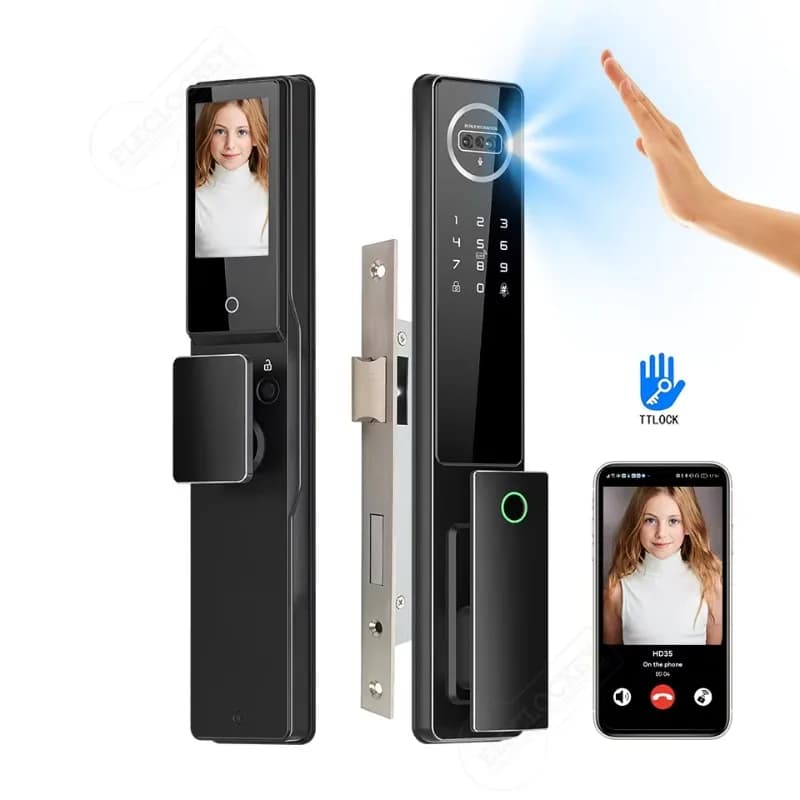 TTlock Fully Automatic Digital Smart Locks 3D Face Fingerprint Palm Vein Recognition WiFi Camera Video Intercom Smart Door Lock