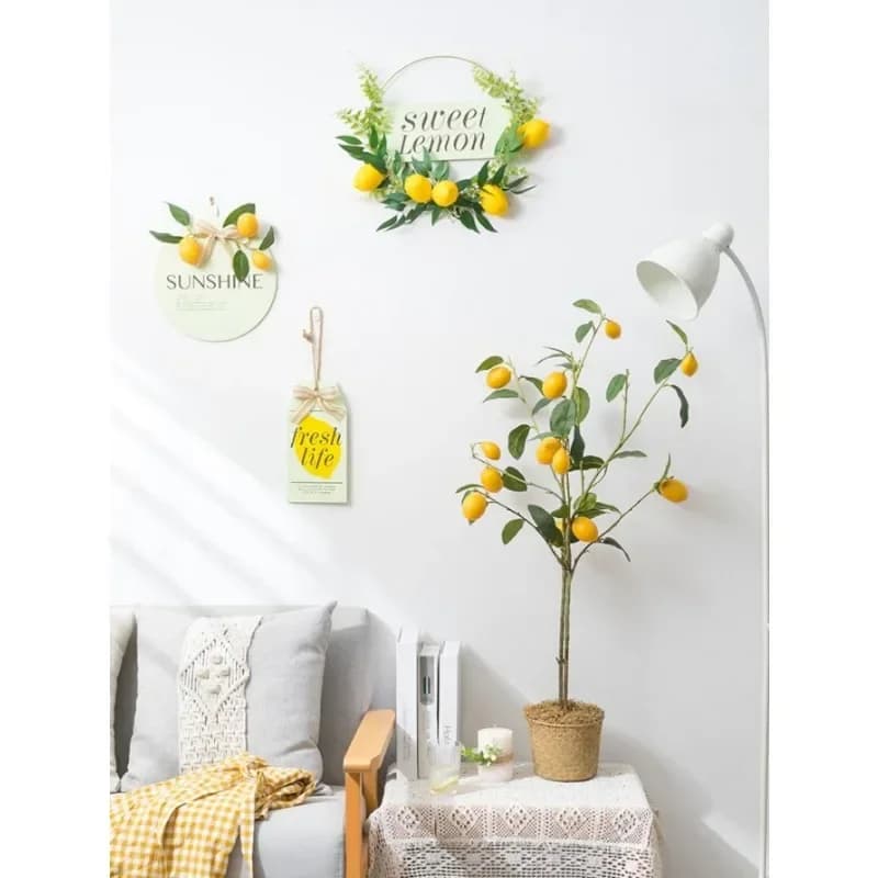 Artificial Lemon Tree Spring, Fake Plant with Fruit and Branches, for Garden Yard Balcony Home Office Decor Pot Plant