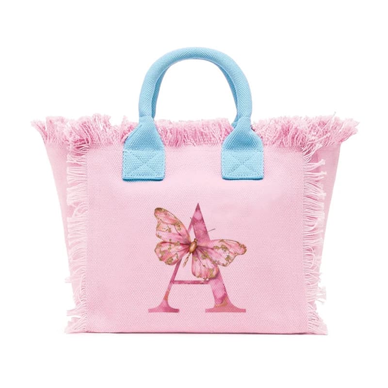 Beach Bag Pink Custom Letter Fringe Tote Bag Single Shoulder Crossbody Beach Bag 2026 Trendy Accessory handbags for woman