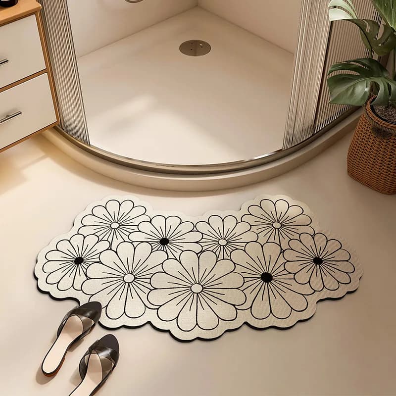 Fan-shaped bath mat shower mat anti-slip mud mat in diatomee entrance carpet anti-slip curved mat