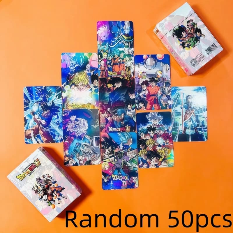 50 Carte Olografiche Dragon Ball, Merchandise Anime Cartoon, Gohan Vegeta Son Goku, Cartoline Stampate, Scatola di Carte Lomo