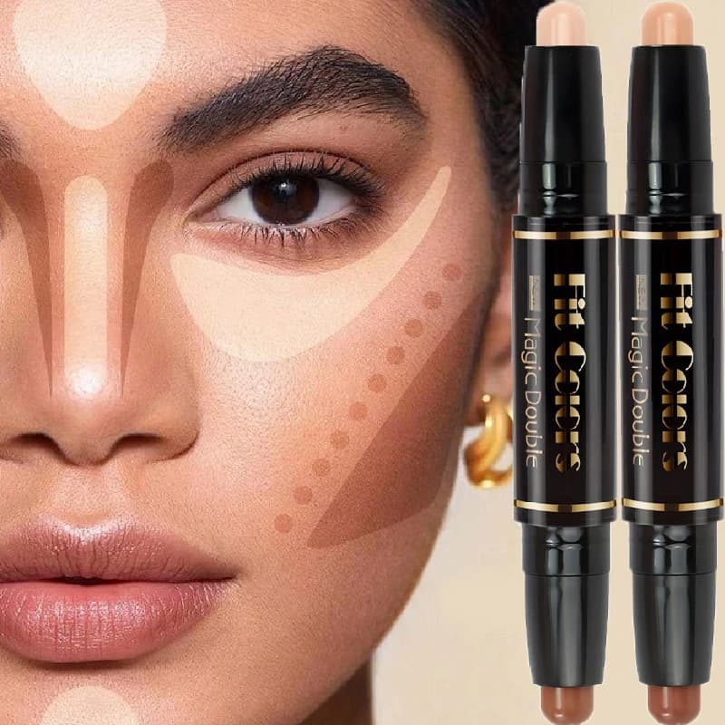 Doppia testa Evidenzia Ombra Stick Viso Bronzer Contouring Pen Fondotinta Crema Correttore Base per trucco Bellezza Cosmetici da donna