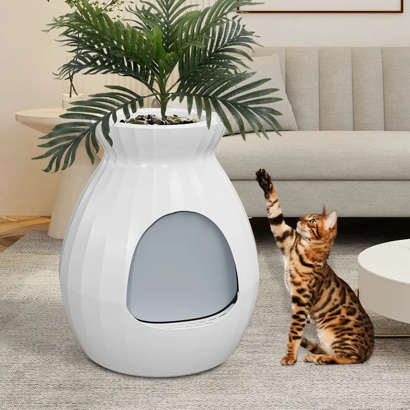 Hidden plant cat litter box Fully enclosed large intelligent deodorizing flower pot cat toilet deodorant
