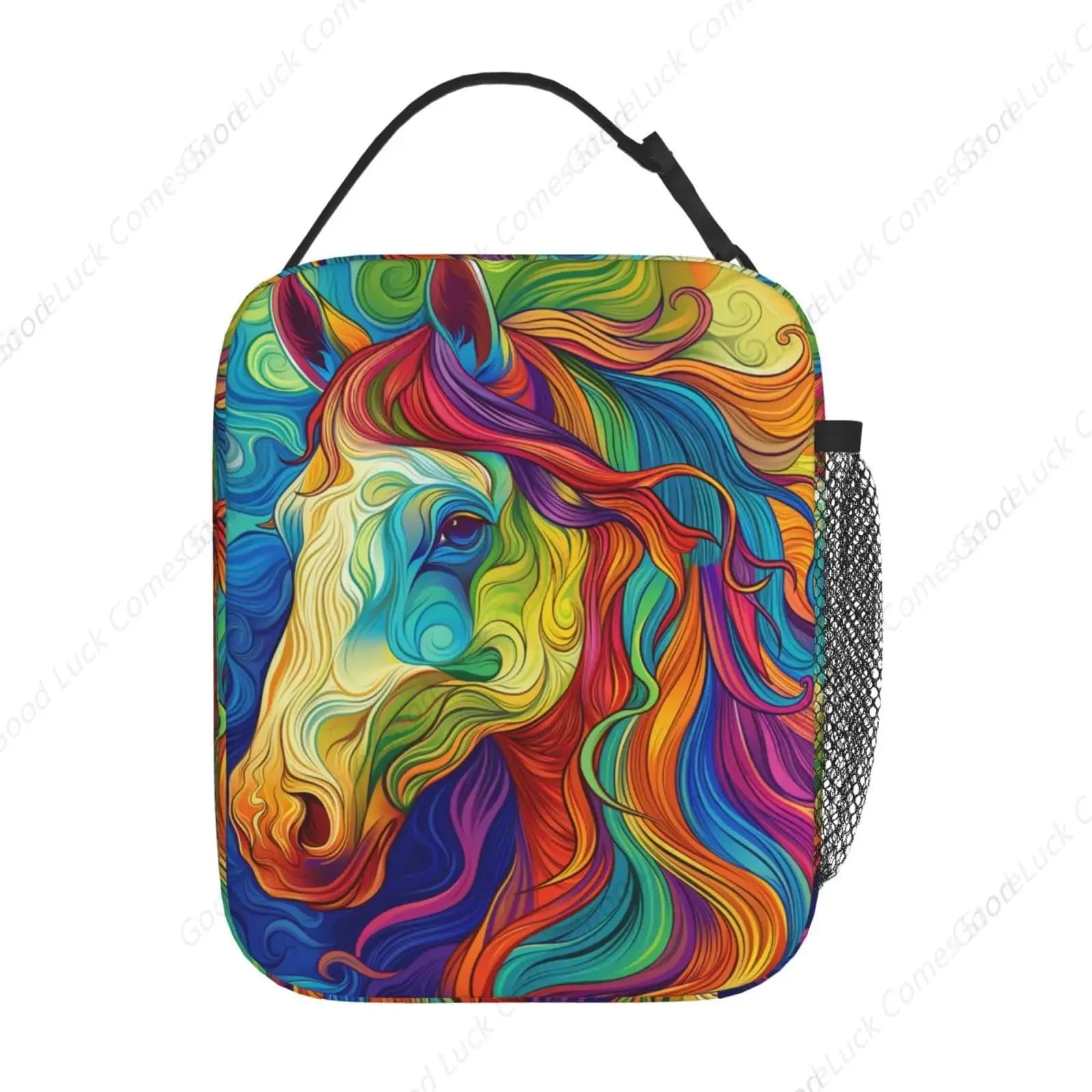 Lunch Box for Women Men, Colorful Horse Insulated Lunch Box Reusable Portable Lunch Bag Cooler Tote Waterproof Lunch Container
