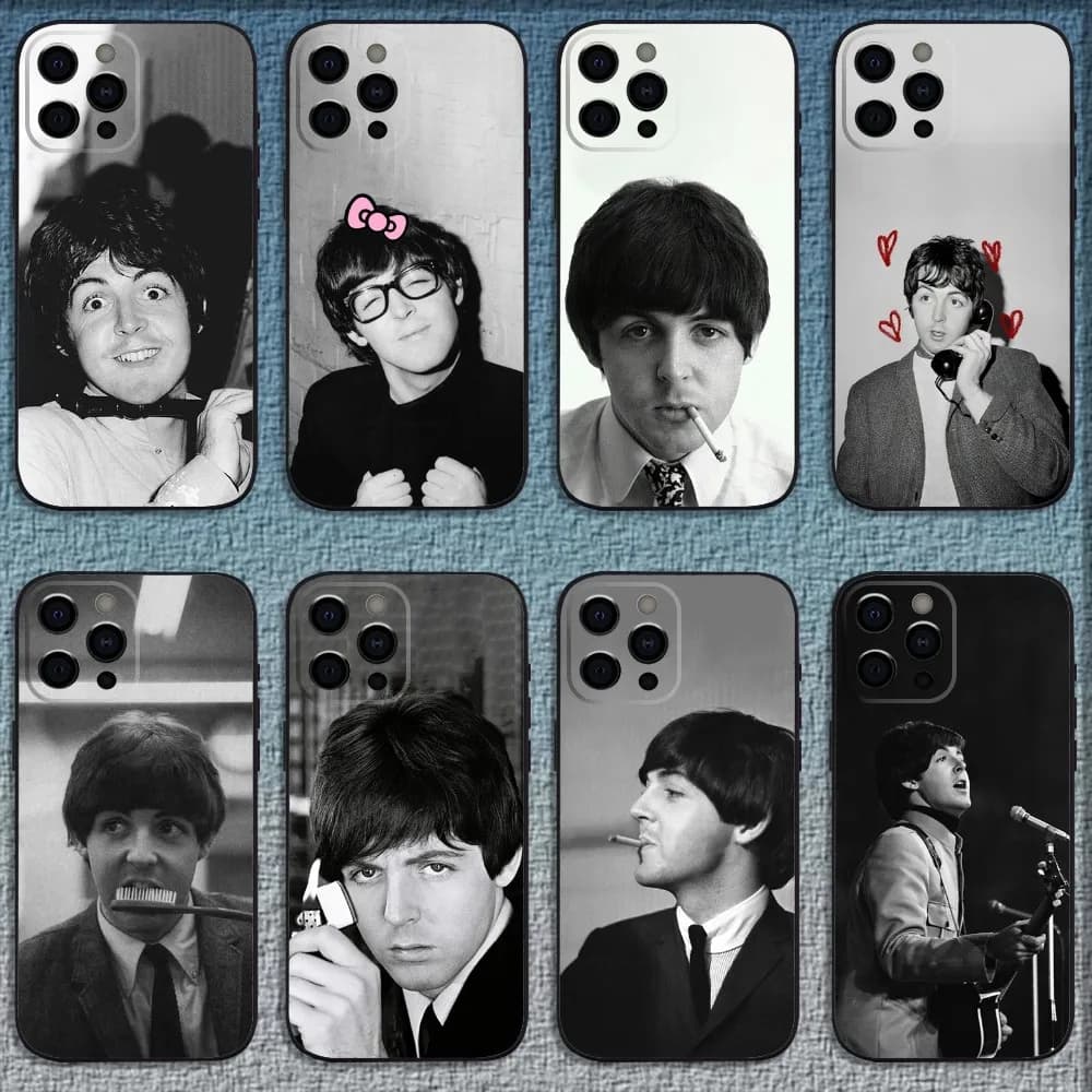 Custodia per telefono Singer P-Pau-M-McCartney per iPhone 16,15,14,13,12,11,Pro,X,XS,Max,XR,Plus,Mini Cover morbida nera