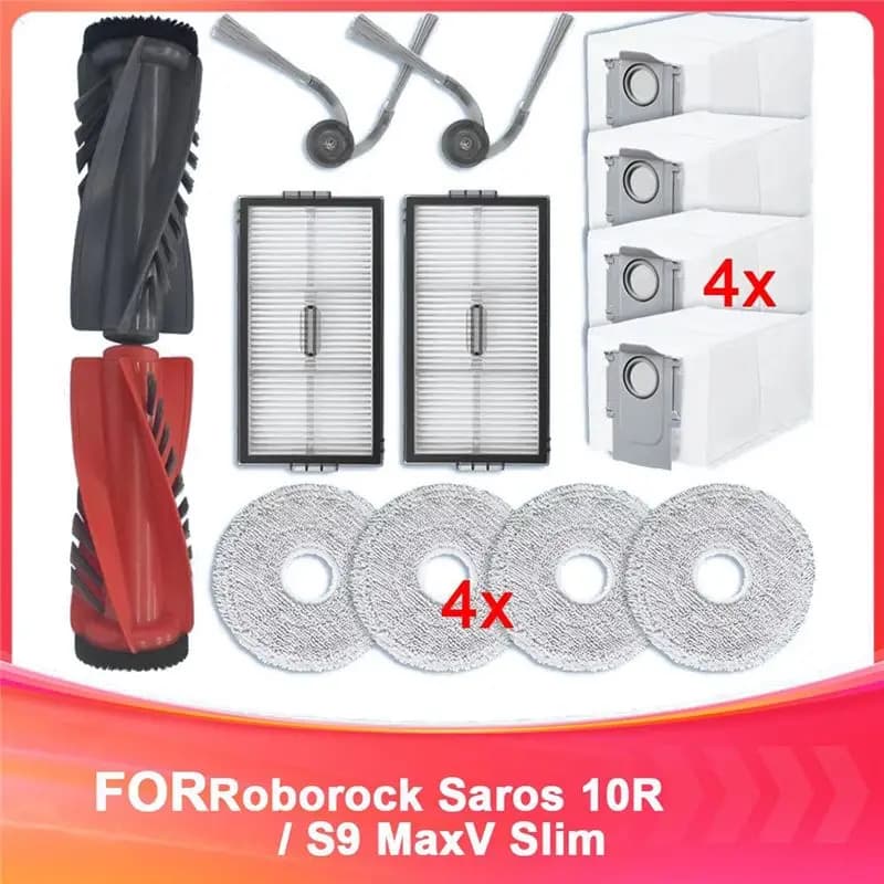 Accessori e Ricambi Compatibili A20F per Roborock Saros 10R / S9 Maxv Slim: Spazzola Principale, Spazzole Laterali, Filtro, Panno, Sacchetto Raccoglipolvere