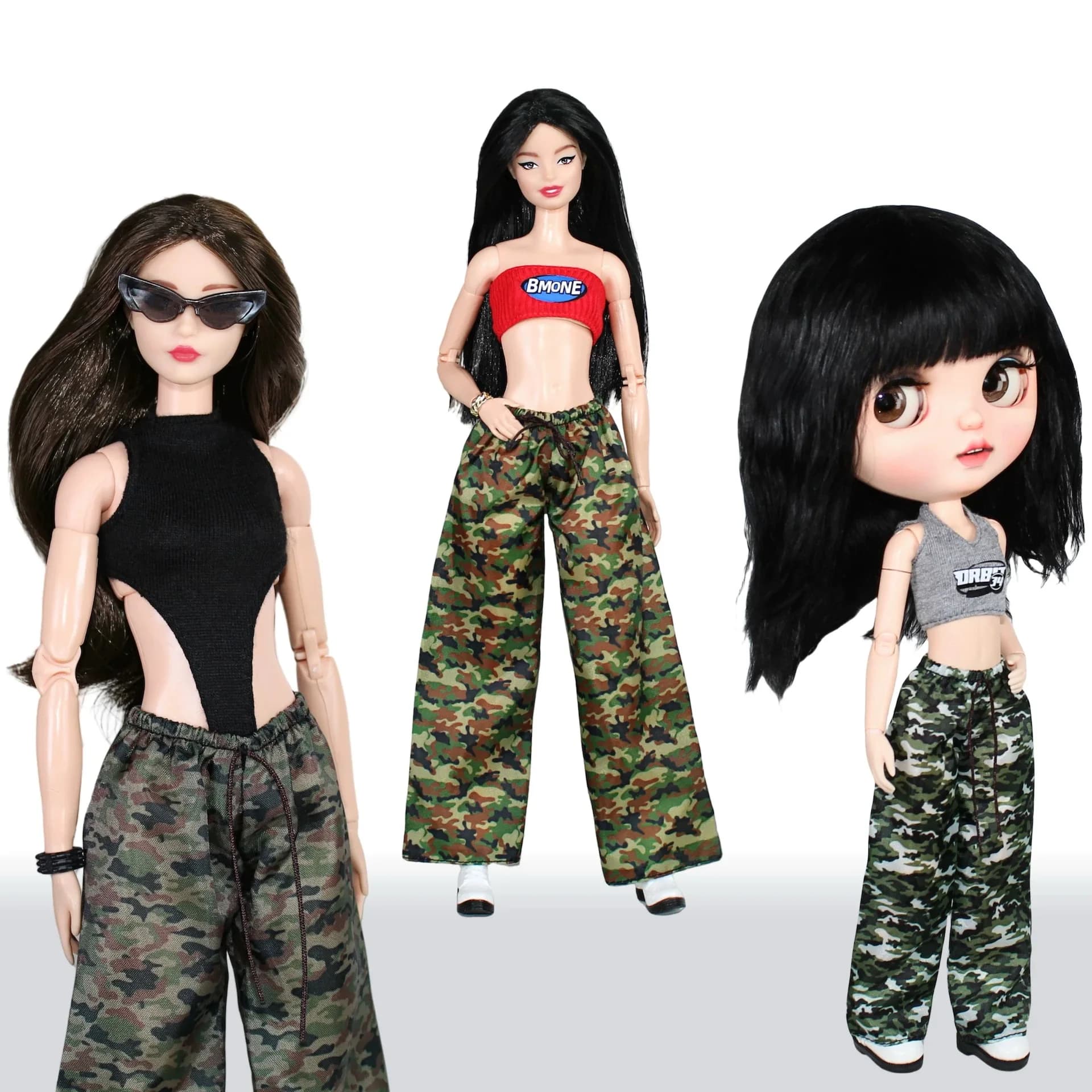 Top con scollo a V alla moda + pantaloni mimetici Set di vestiti per bambole 30 cm BJD Doll Daily Dress Up Trendy Spice Girl Clothes Suit
