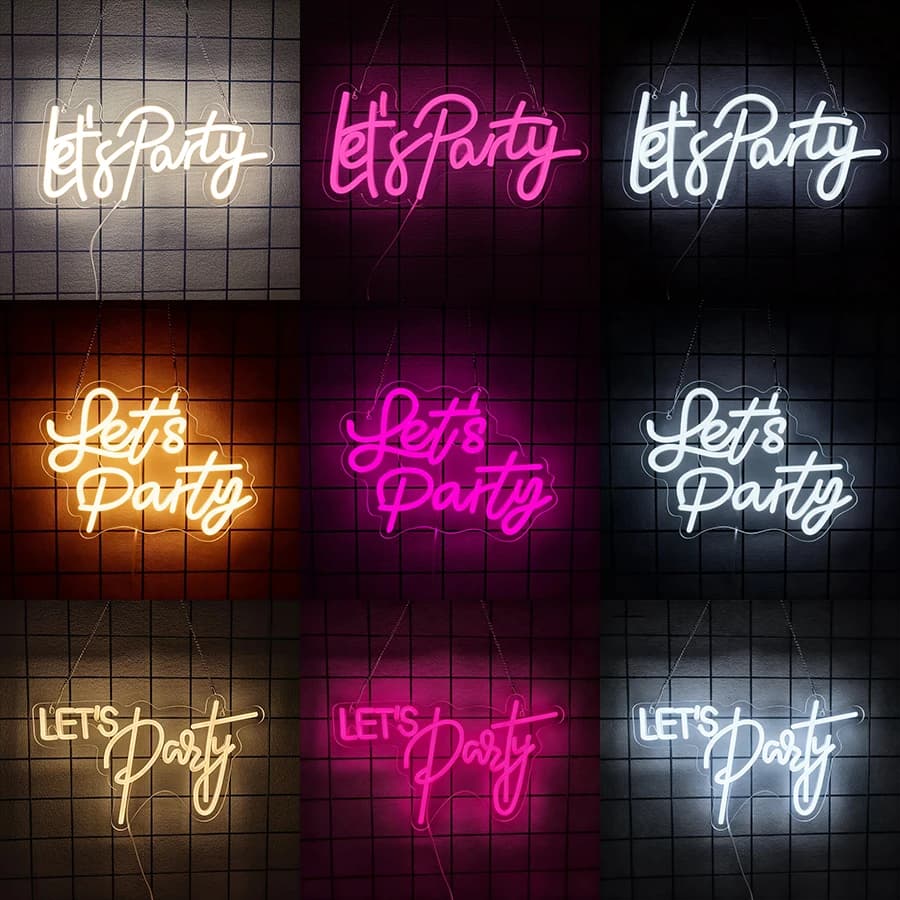 Insegna al Neon 'Let's Party' per Decorazione Murale, Luci al Neon LED per Tutte le Decorazioni per Feste, Matrimoni, Addii al Nubilato, Fidanzamenti, Compleanni