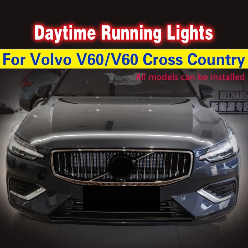 Luci di marcia diurna lampeggianti per auto 12V per Volvo V60/V60 Cross Country 2011-2023 Daylight Car LED DRL fendinebbia lampada per auto-styling