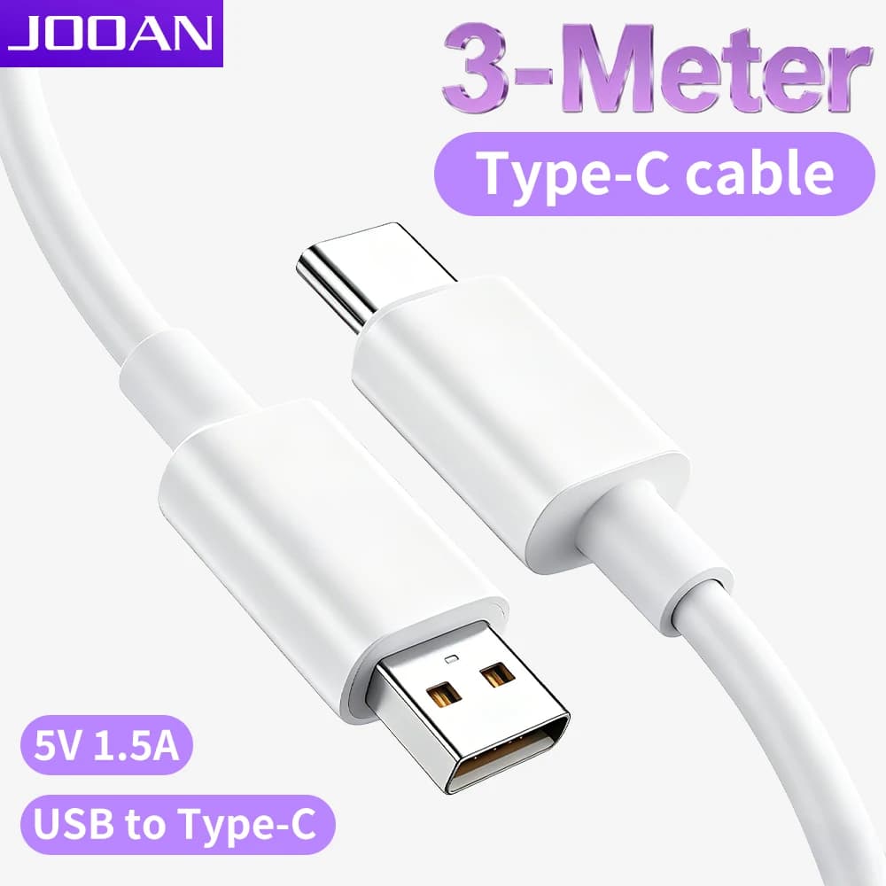 Cavo USB a Type-C JOOAN 3M per adattatore 5V1.5A, per telecamere IP PTZ, telecamere di sicurezza, monitor per bambini intelligenti
