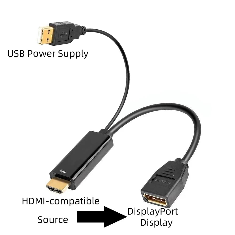 HDMI 4K60Hz Compatible DisplayPort Unidirectional Converter Adapter with USB Plug & Play Power Cable for PC Play Monitor