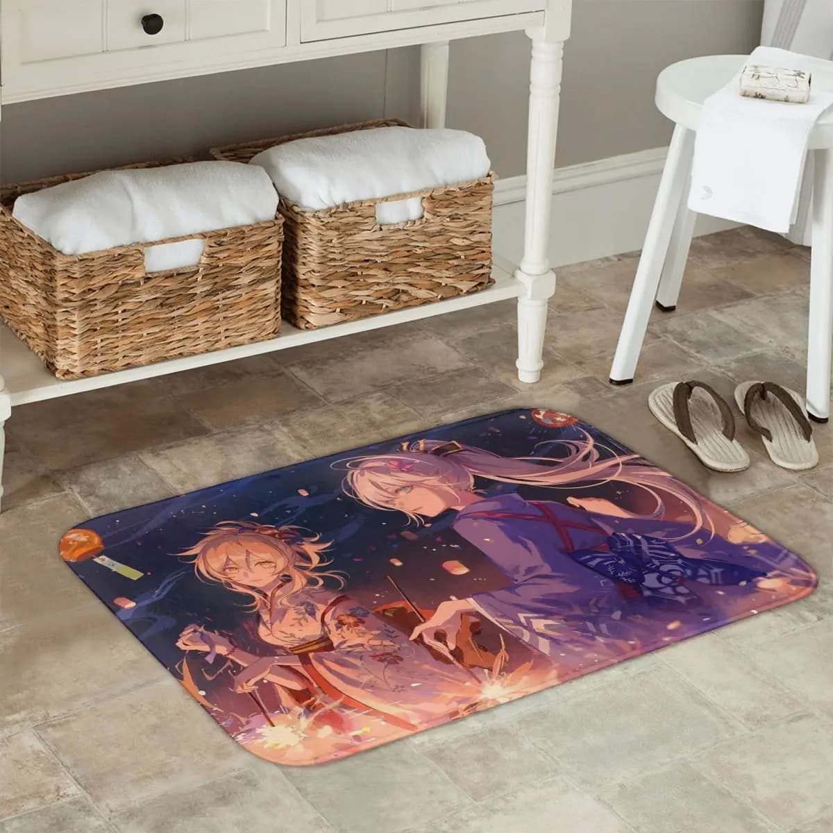 Genshin Impact Anime Game Zerbino Anti-slip Rug Cooking Mat House Bathroom Living Room Mats