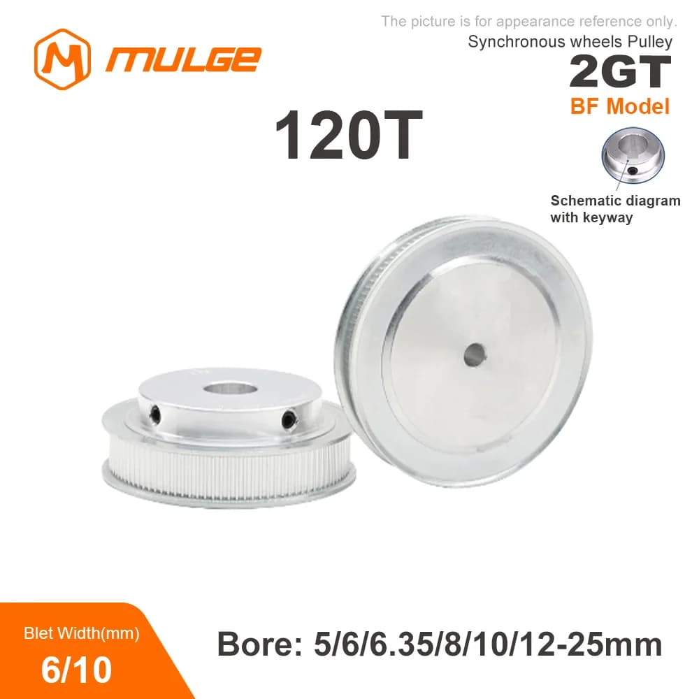 Puleggia 2GT da 120 denti GT2 120T Ruote sincrone Foro 5-30mm Larghezza 6/10/mm Puleggia per cinghia stampante 3D