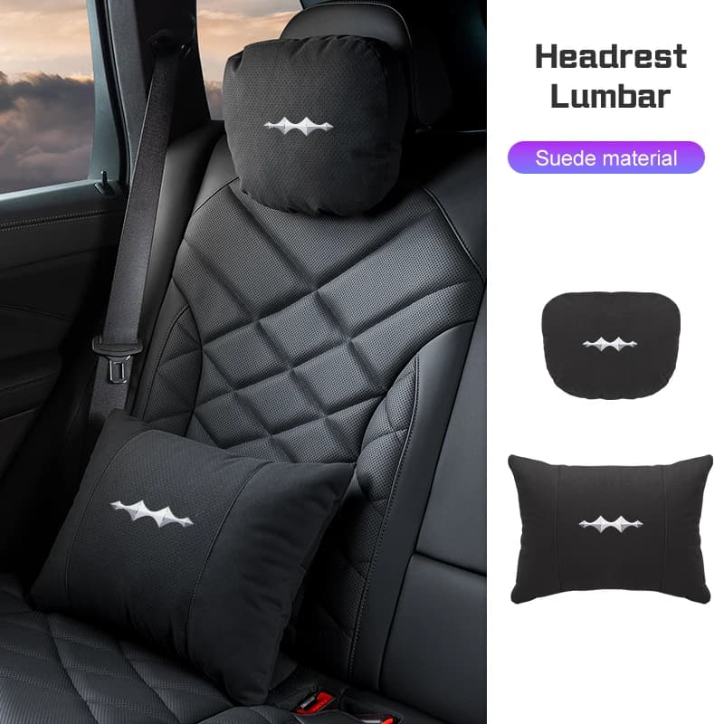 Cuscino poggiatesta e supporto lombare traspirante in pelle scamosciata per auto BYD Leopard 5, Leopard 8, 7 Titanium 3, 7 - Accessori