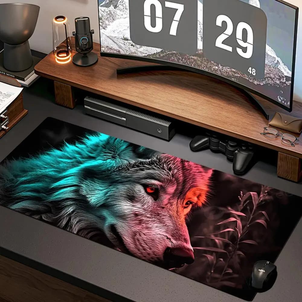 Tappetino per mouse Art Wolf, nuovo tappetino per computer da casa XXL, tappetini da scrivania in gomma naturale, antiscivolo, accessori da gioco per ufficio.