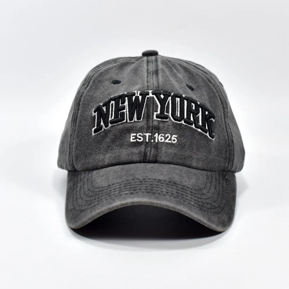 New York Baseball Hat in Fashion Cotton, Lavabile, Adjustable, Sporty, with Visiera a Becco d'Anatra, Lettere Ricamate Anti-UV, Cappello Estivo