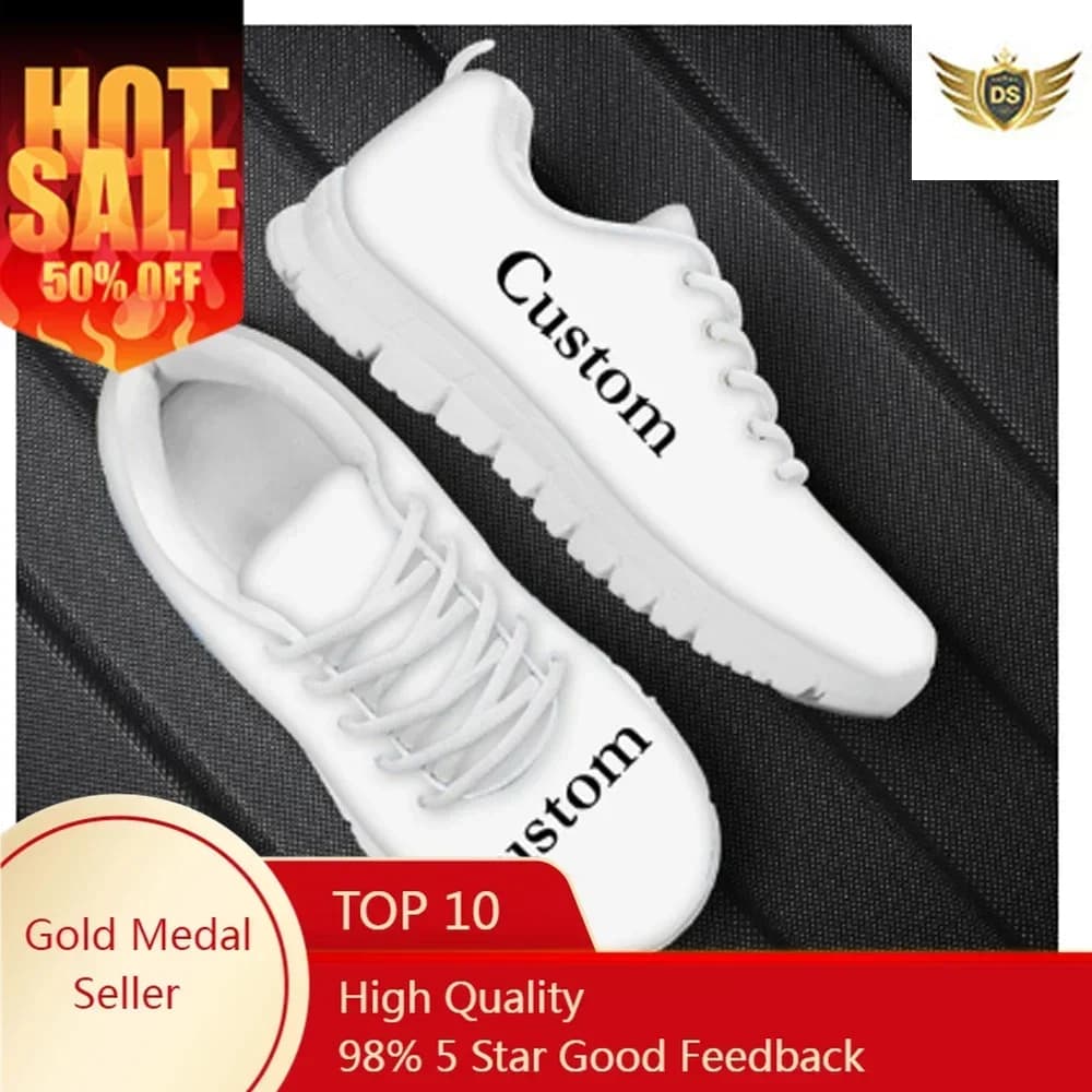 Scarpe personalizzate Immagine personalizzata Logo del marchio Modello Scarpe da ginnastica casual da donna Scarpe comode in rete per allattamento per Dropshipping