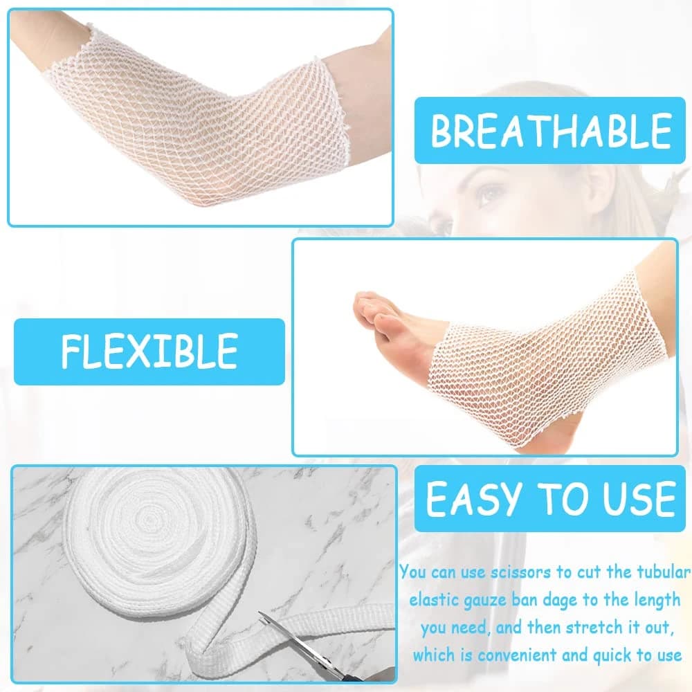1 rotolo di benda tubolare a rete, tubo a rete elastica, rete fissa traspirante, fasciatura per tubo elasticizzato, bende per polso, avambraccio, gomito