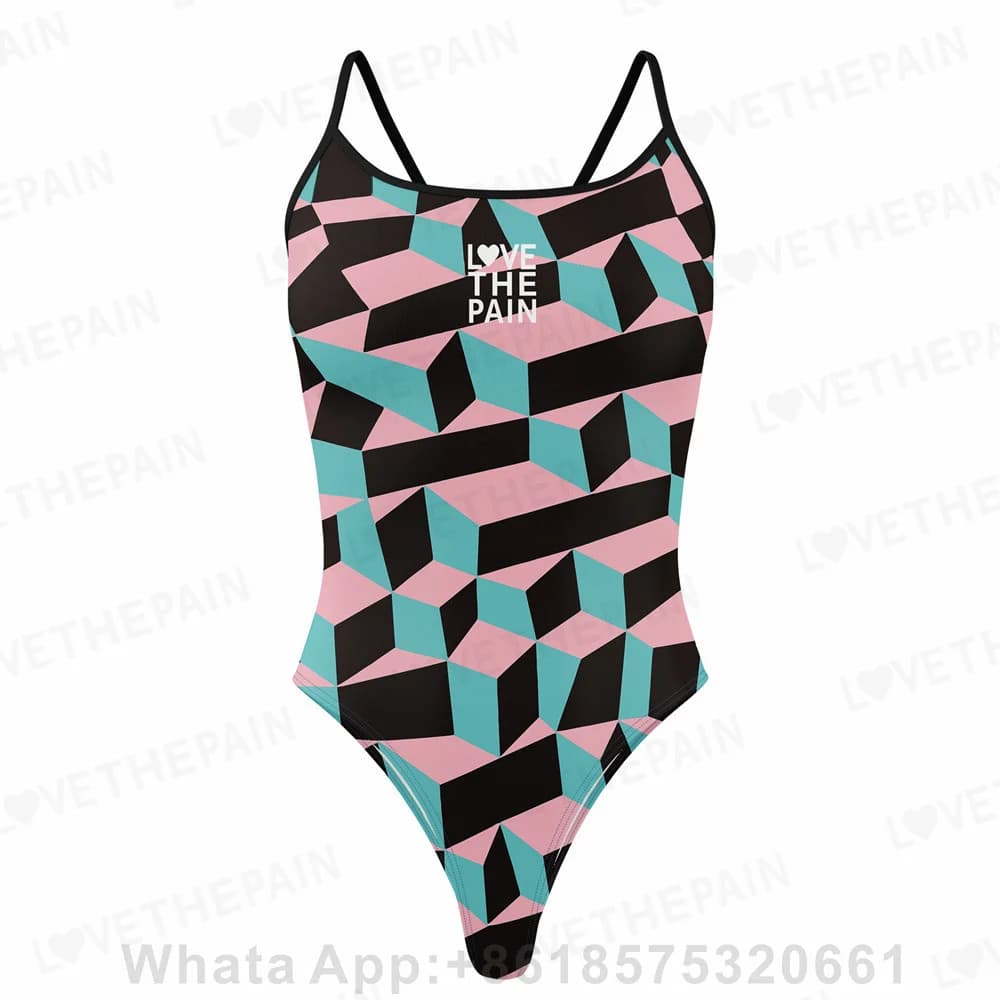 Love The Pain costume intero cinghie sottili Versatile costumi da bagno da donna con scollo a V Bikini costume da bagno sportivo da Triathlon Sexy