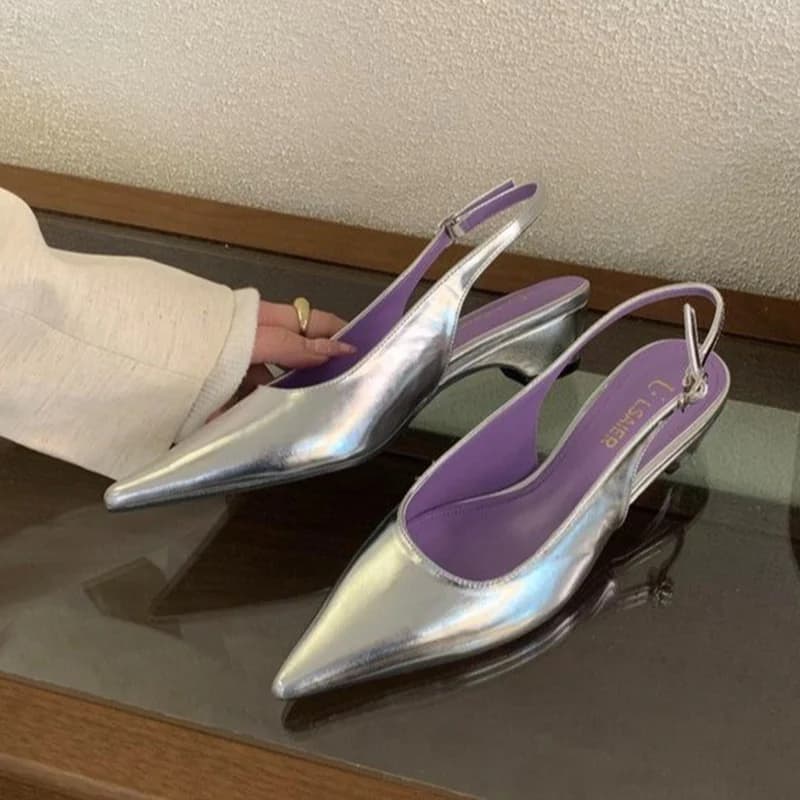 Designer Donna Sandali con punta a punta Scarpe con tacco Pantofole sexy Estate 2026 Scarpe da sera di marca di lusso Slingback Presentazioni aziende produttrici giochi Mujer