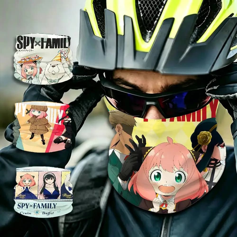 Funny Anime S-Spy X Family comics UV Protection Neck Gaiter Quick Dry Face Mask for Cycling Hiking Skiing Outdoor Activities