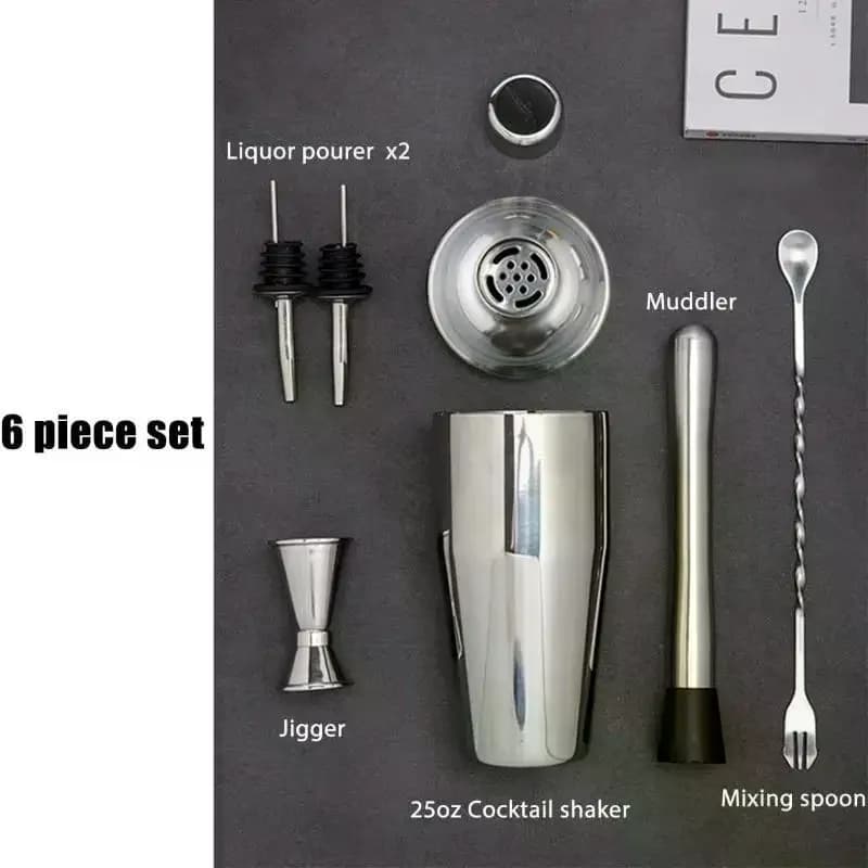1/6Pcs Cocktail Shaker Set Stainless Steel All Essential Bartender Tools Rust Resistant Home Bar Cocktail Making Party Fun