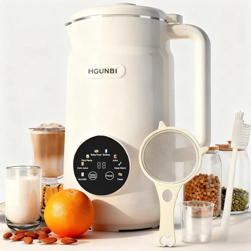 Automatic 8-in-1 machine for vegetable milk, 50oz blender for soy milk with 12 blades, to prepare homemade vegetable milk.