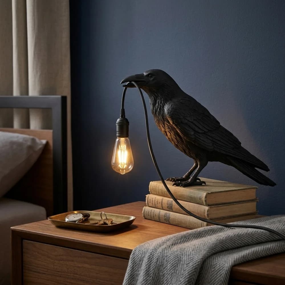 Modern Creative Lucky Bird Table Lamp Resin Animal Bedroom Bedside Living Room Home Decor Lighting Fixture