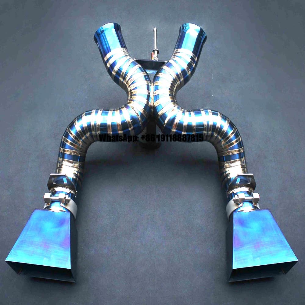 Sistema di Scarico Completo MM OBM con Valvola a Vuoto per Tuning Auto Sportive McLaren MP4-12C 650S 675LT 3.8, Downpipe e Axleback in Titanio
