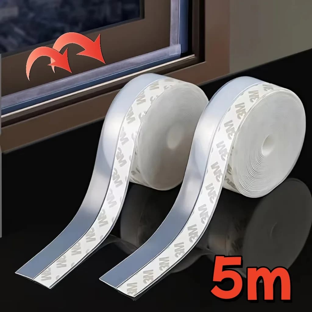 Self-adhesive Door Window Bottom Weatherstrip 5m Rubber Windproof Dust Seal Strip Soundproof Insect Proof Silicone Sealing Tapes