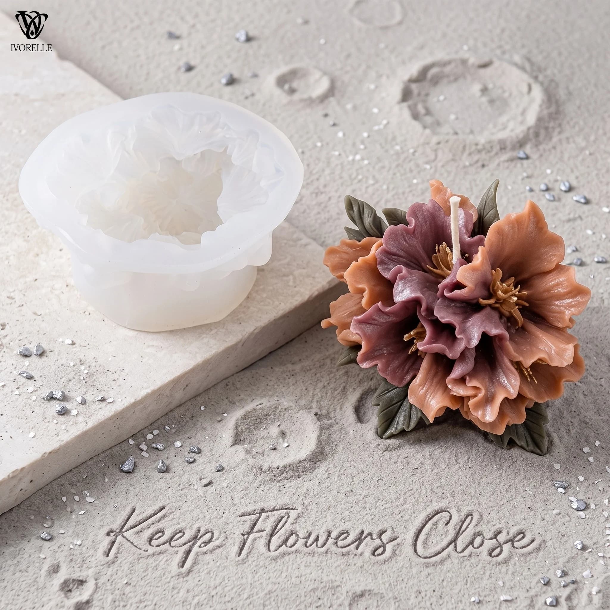 IVORELLE Flower Cluster Silicone Candle Mold Layered Wavy Petals For Wax Resin Plaster Soap DIY Home Decor Craft