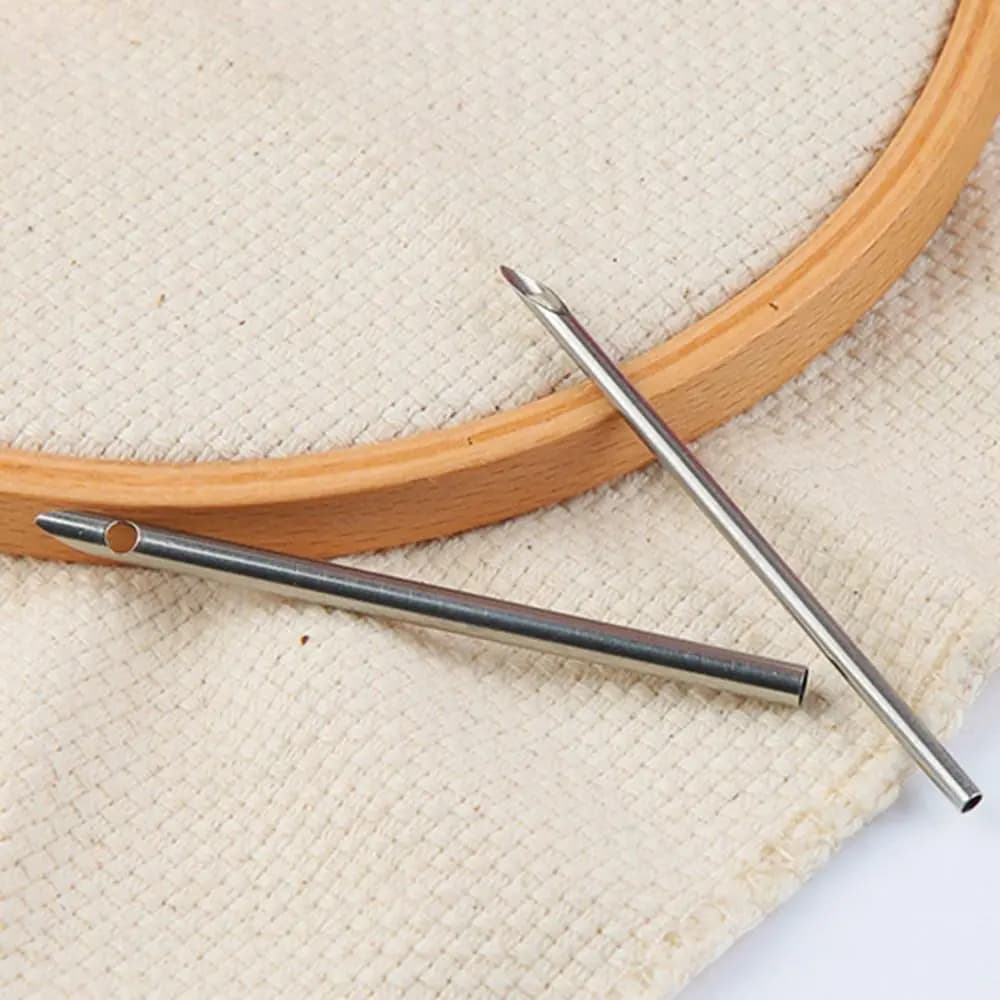 5Pcs 2.5mm/3.5mm/5mm Punch Needle Set Adjustable Wooden Handle Tailors Awl Set DIY Embroidery Craft Cross Stitch Needles Sewing